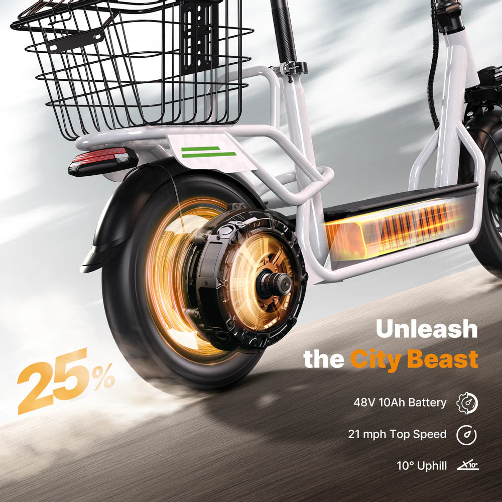 isinwheel Hyper X Electric Scooter with Seat & Basket 700W