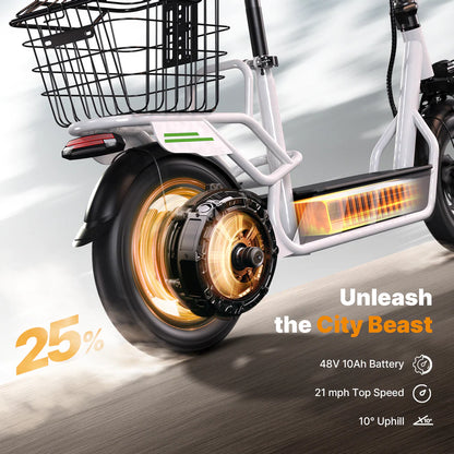 isinwheel Hyper X Electric Scooter with Seat & Basket 700W