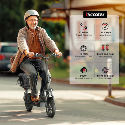 iScooter i12 Electric Scooter with Seat for Adults